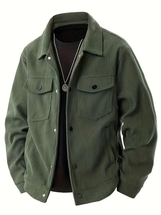 Herren nan Cordjacke im klassischen Arbeiterjacken-Schnitt mit Druckknöpfen und Brusttaschen EB