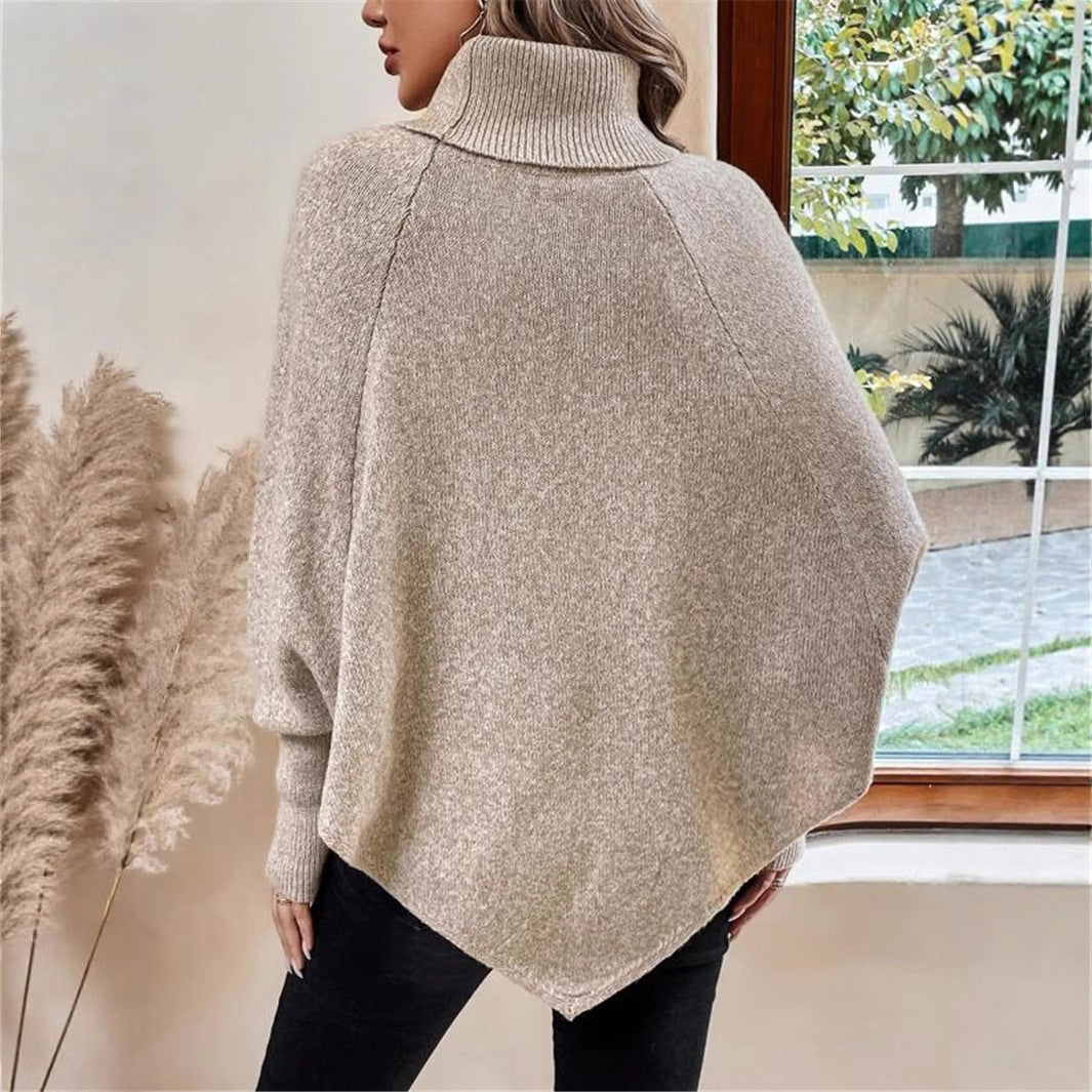 Damen Oversized Strickpullover mit Rollkragen und Knopfdetails EB