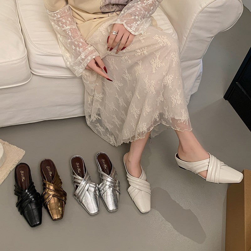 Damen elegante Mules mit geschwungenem Design EB