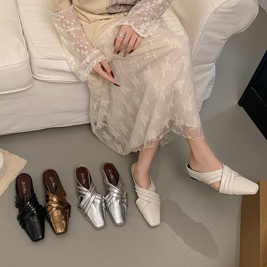 Damen elegante Mules mit geschwungenem Design EB