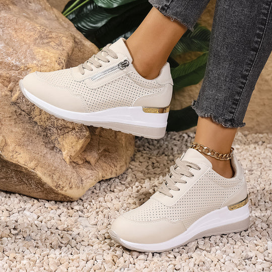 Damen Komfortable Sneaker mit dekorativen Reißverschluss EB