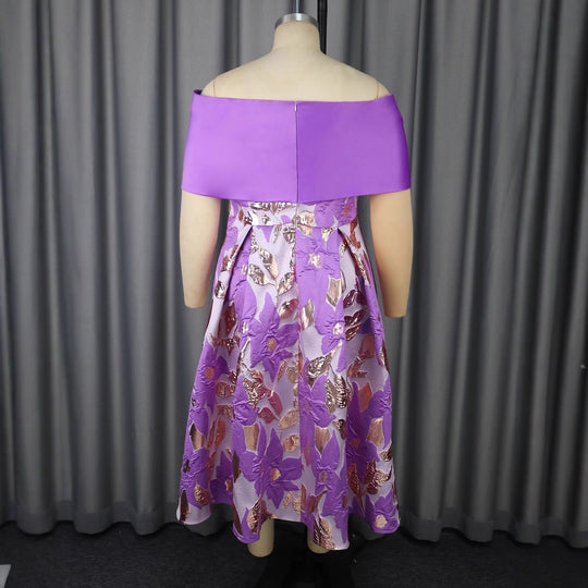 Damen Elegantes Abendkleid mit schulterfreier Applikation und floralen Motiven EB