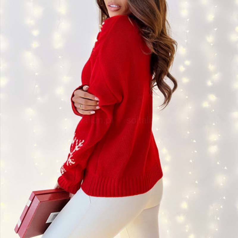 EB | Weihnachtlicher Strickpullover Mit Fröhlichem Motiv