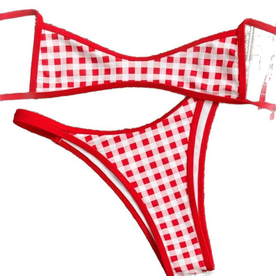 Damen Kariertes Bikini-Top EB