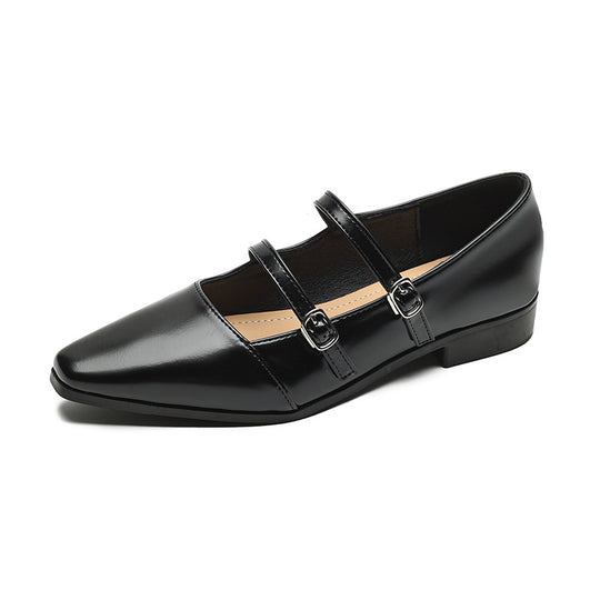 Damen elegante Ballerinas mit doppeltem Riemchen und modischen Schnallen EB