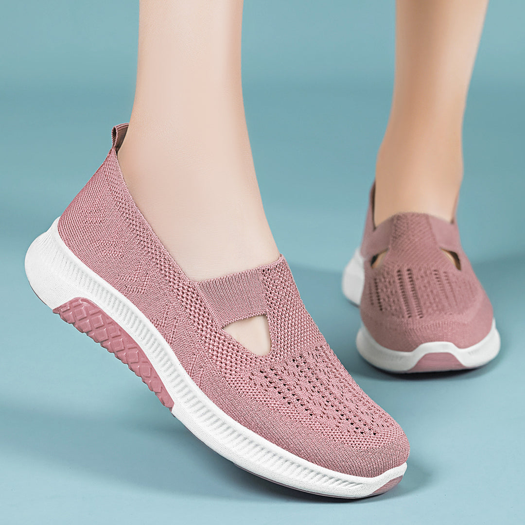 Damen Atmungsaktive Slip-On Sneakers mit elastischen Einsätzen EB