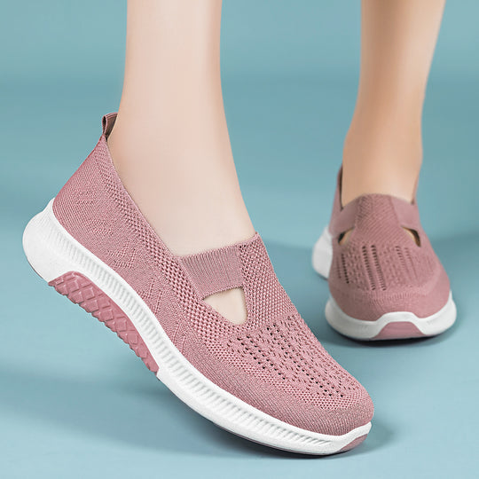 Damen Atmungsaktive Slip-On Sneakers mit elastischen Einsätzen EB