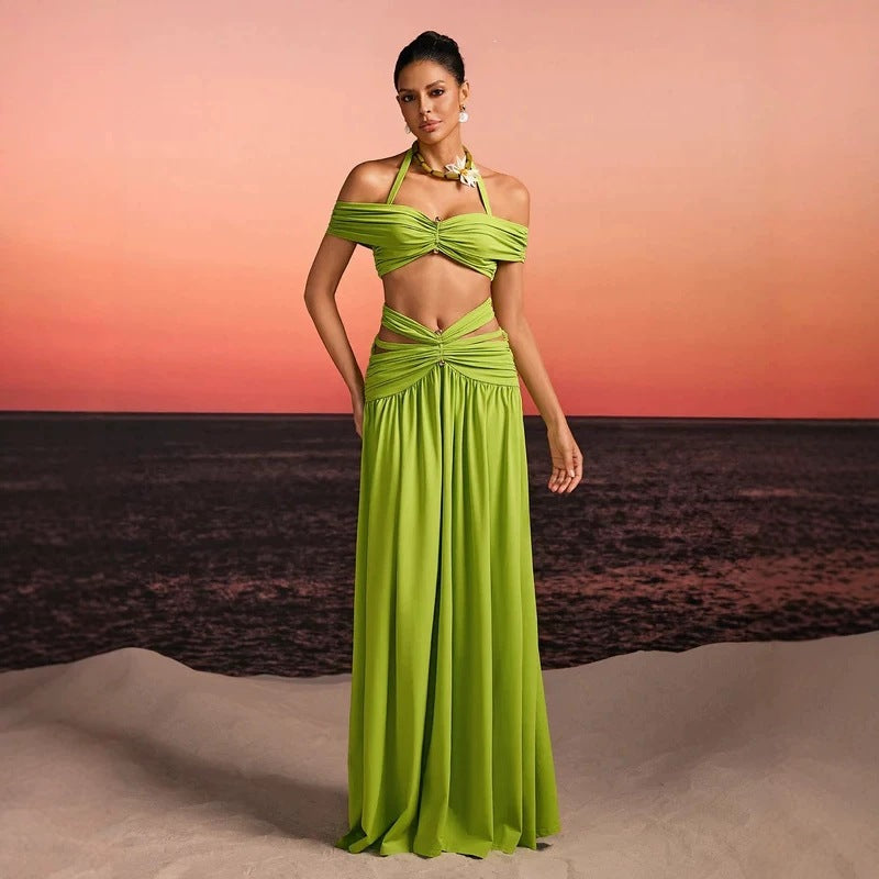 Damen Maxi-Kleid mit raffiniertem Cut-Out und dekorativem Drapierung EB