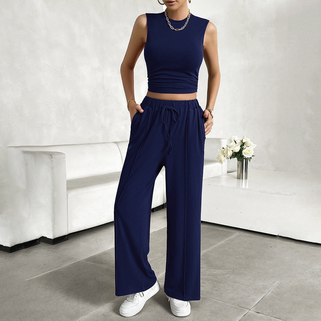 Damen Freizeit-Set mit tailliertem Top und weitem Hose EB