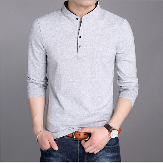 Herren Langarm-Henley-Shirt mit modernem Schnitt und hochwertiger Baumwolle EB