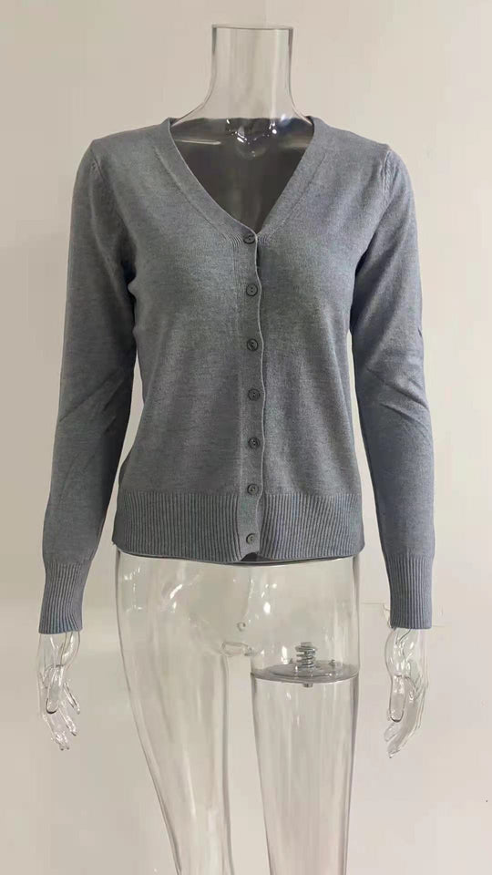 Damen V-Ausschnitt Strickjacke mit Knopfdetails EB