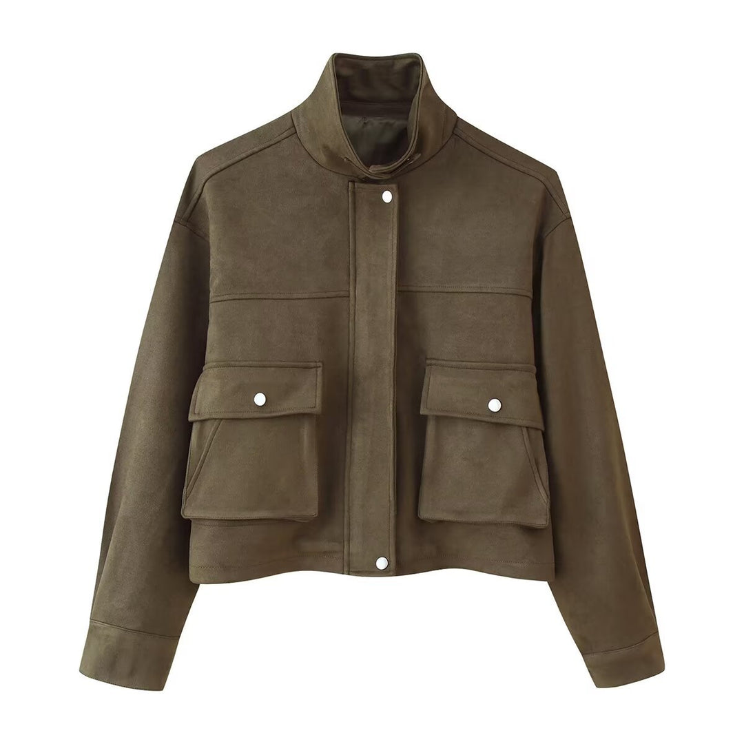 Damen Stilvolle Kurzjacke mit aufgesetzten Taschen EB