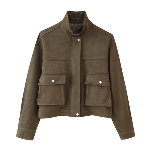 Damen Stilvolle Kurzjacke mit aufgesetzten Taschen EB