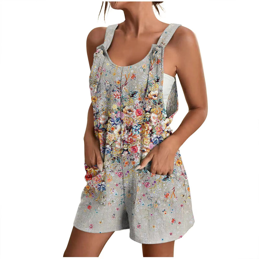 Damen lässiger Overall mit floralem Design und praktischen Taschen EB