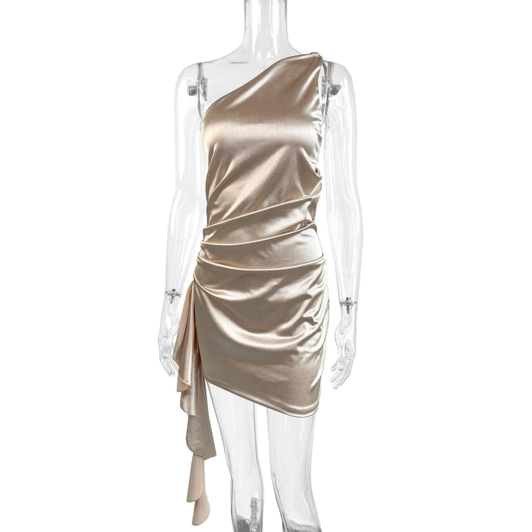 Damen Cocktailkleid mit asymmetrischem Schnitt und drapierten Details EB