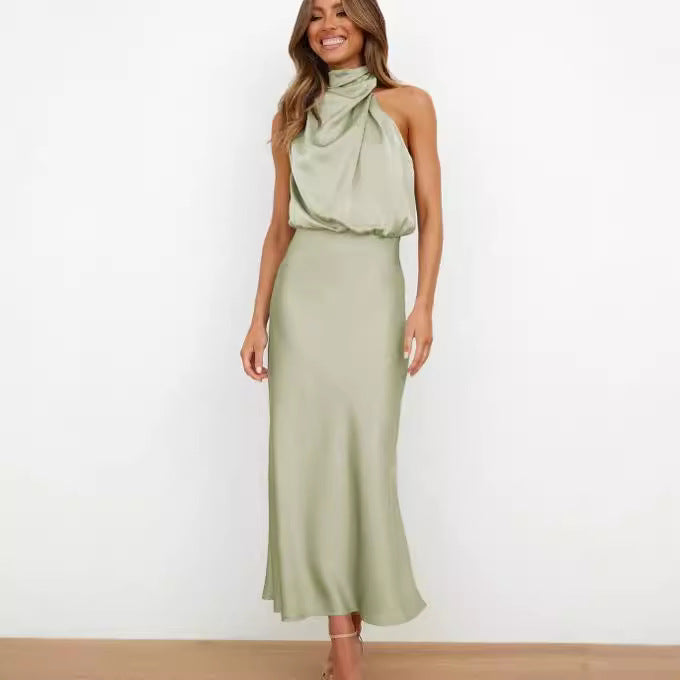 Damen Elegantes Etuikleid mit asymmetrischem Kragen und fließendem Schnitt EB