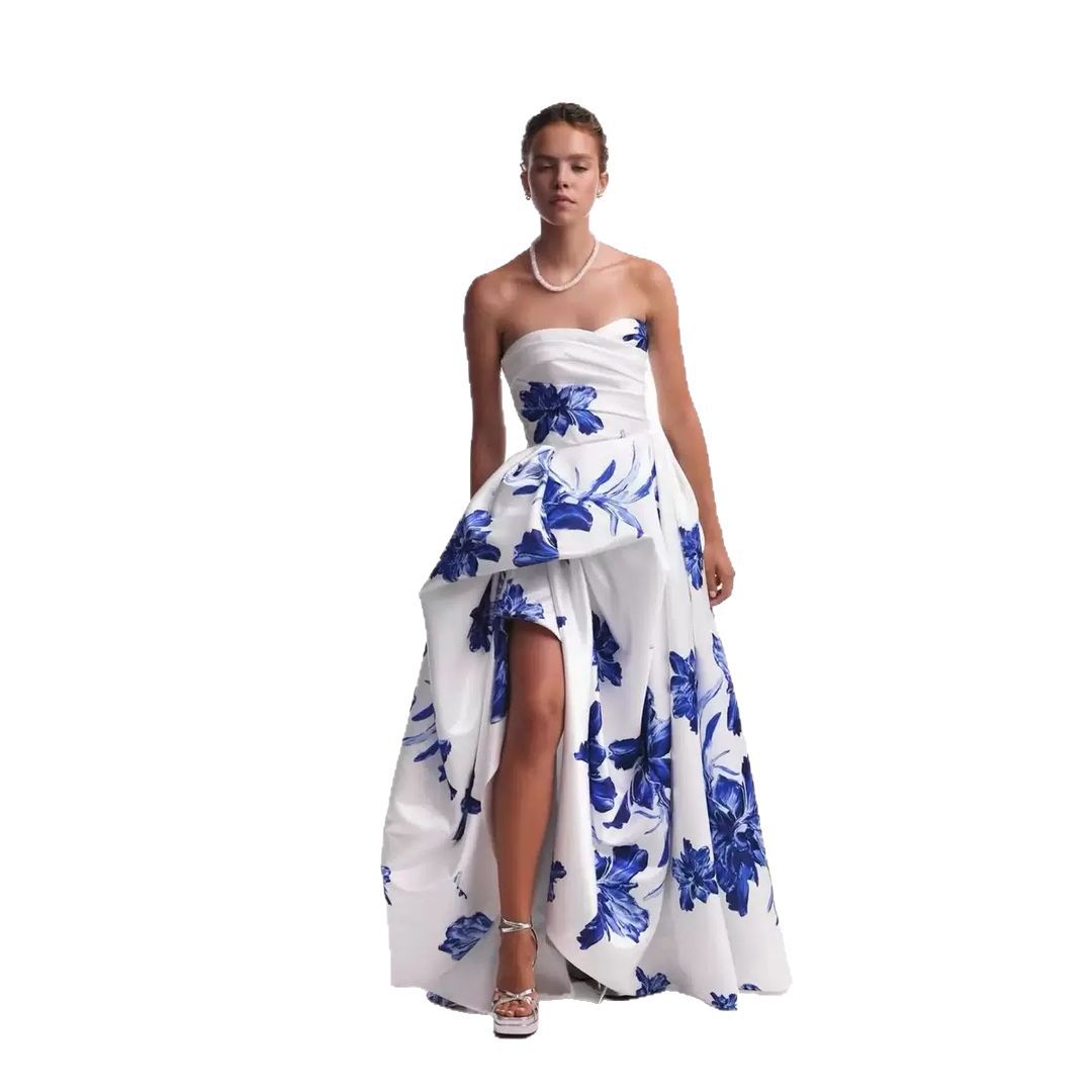 Damen Hochzeitskleid mit strapless Design und floralen Applikationen EB