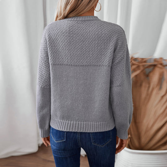 Damen modischer Strickpullover mit strukturiertem Design und lässigem Schnitt EB