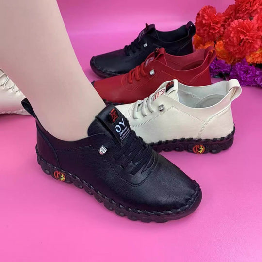Damen Bequeme und stilvolle Schnürschuhe aus hochwertigem Leder EB