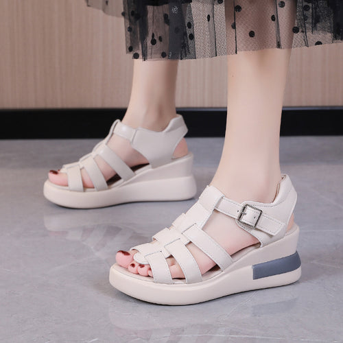 Damen komfortable Wedge-Sandalen mit geflochtenem Riemendesign EB