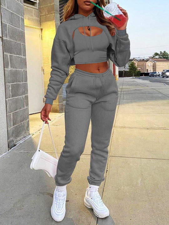 Damen Sportliches Zweiteiliges Set mit kreativem Cut-Out EB