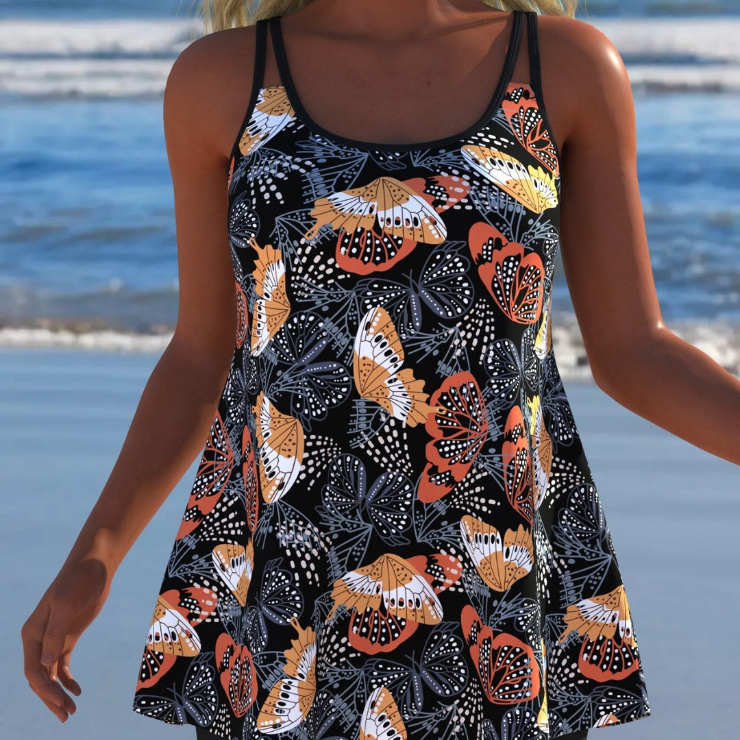 Damen Schwimmanzug mit modischem A-Linien-Schnitt und floralem Design EB