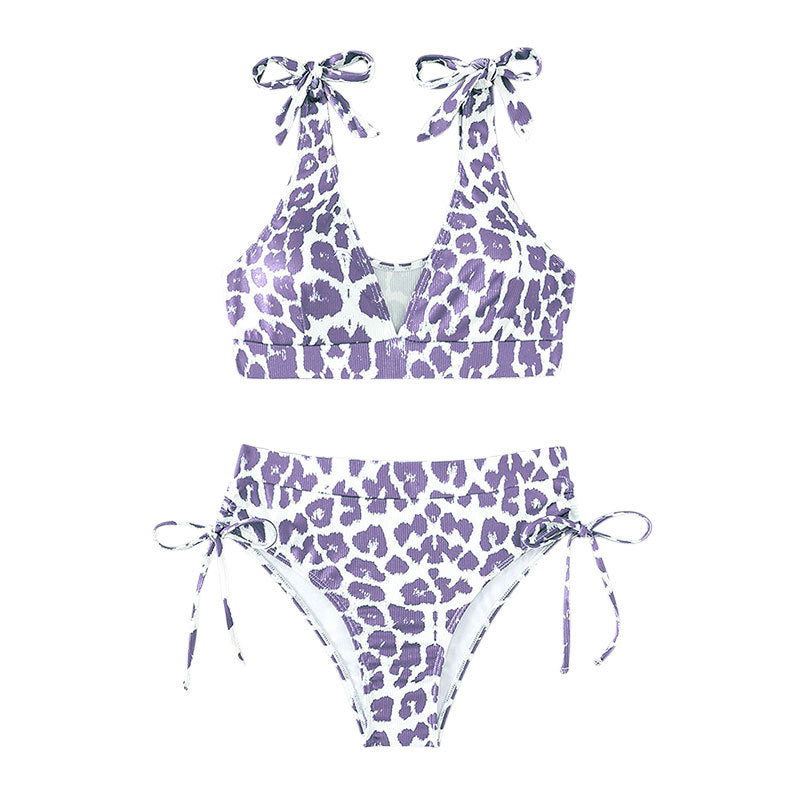 Damen Hochgeschnittenes Bikini-Set mit verspielten Rüschendetails EB