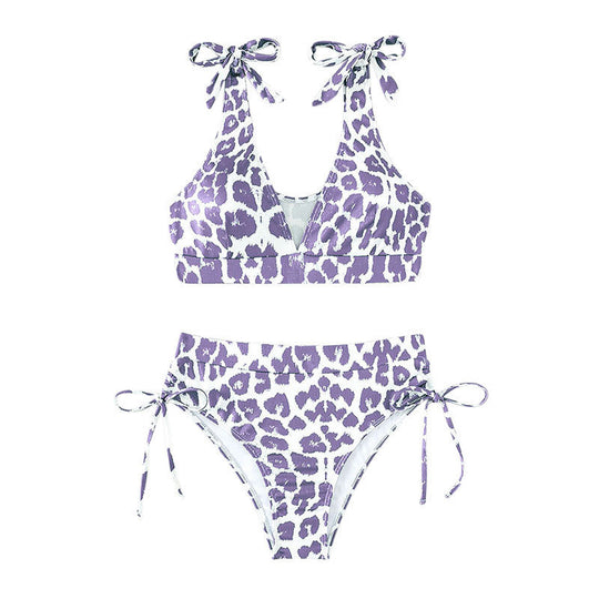 Damen Hochgeschnittenes Bikini-Set mit verspielten Rüschendetails EB