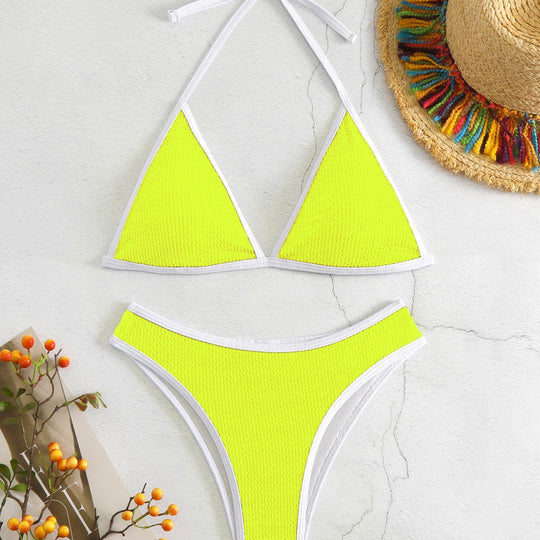 Damen Triangel-Bikini-Set mit kontrastierenden Borten EB