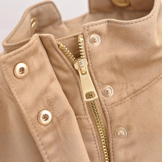 Damen Kunstlederjacke mit Stehkragen und praktischen Eingrifftaschen EB