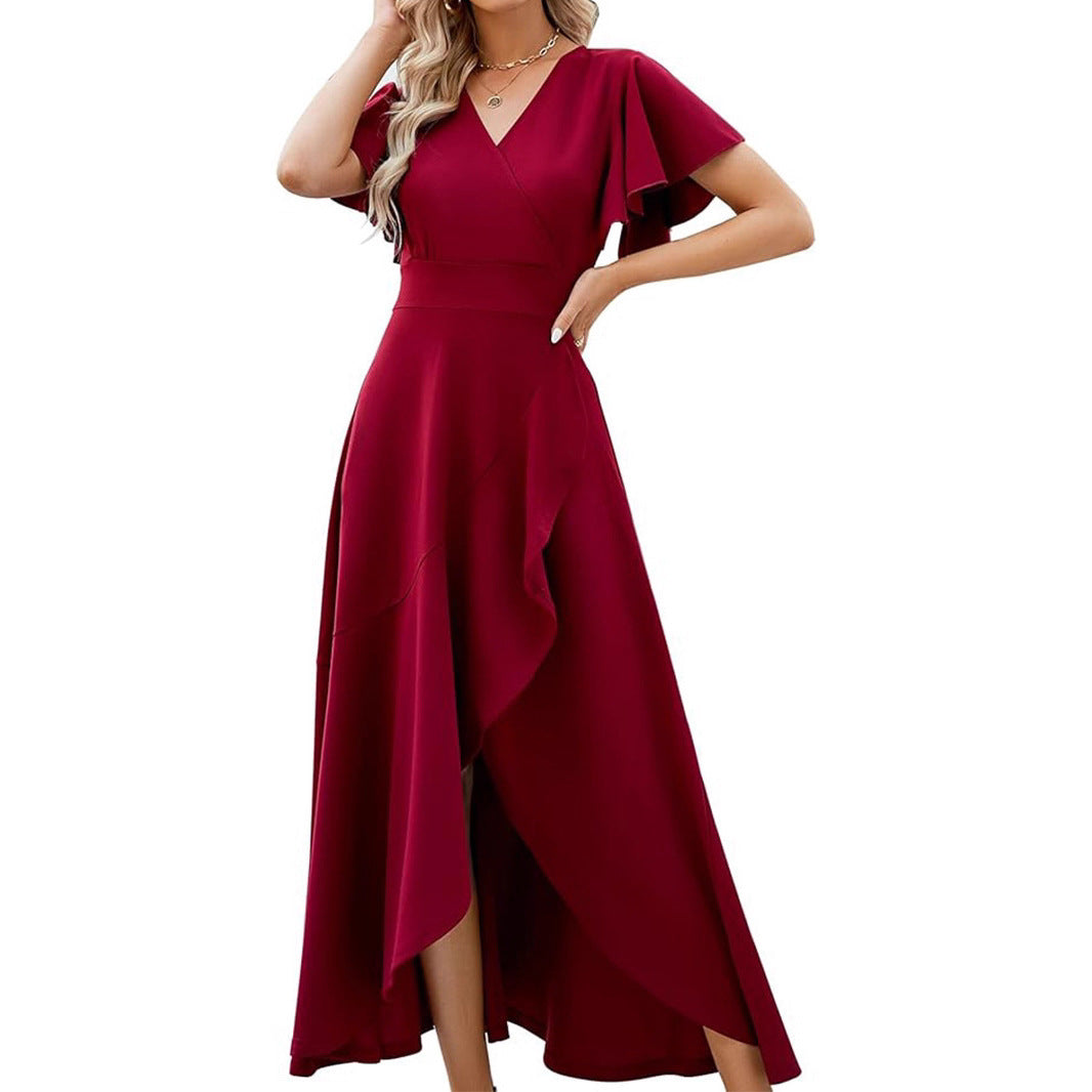 Damen Elegantes Maxikleid mit fließendem Rock und Rüschendetails EB