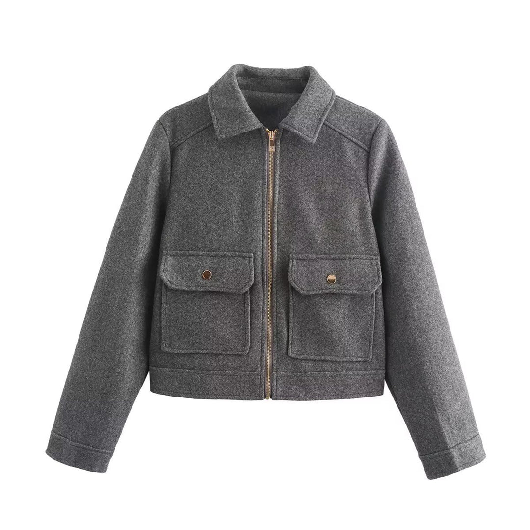 Damen stylische Bomberjacke mit praktischen aufgesetzten Taschen EB