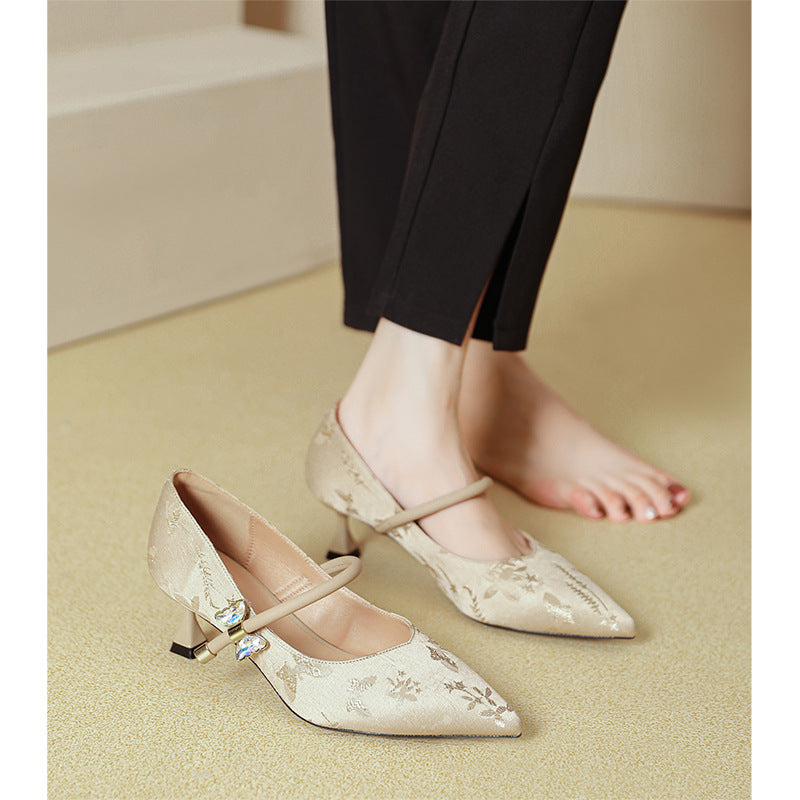 Damen elegante Ballerinas mit stilvollem Schnallen-Design EB
