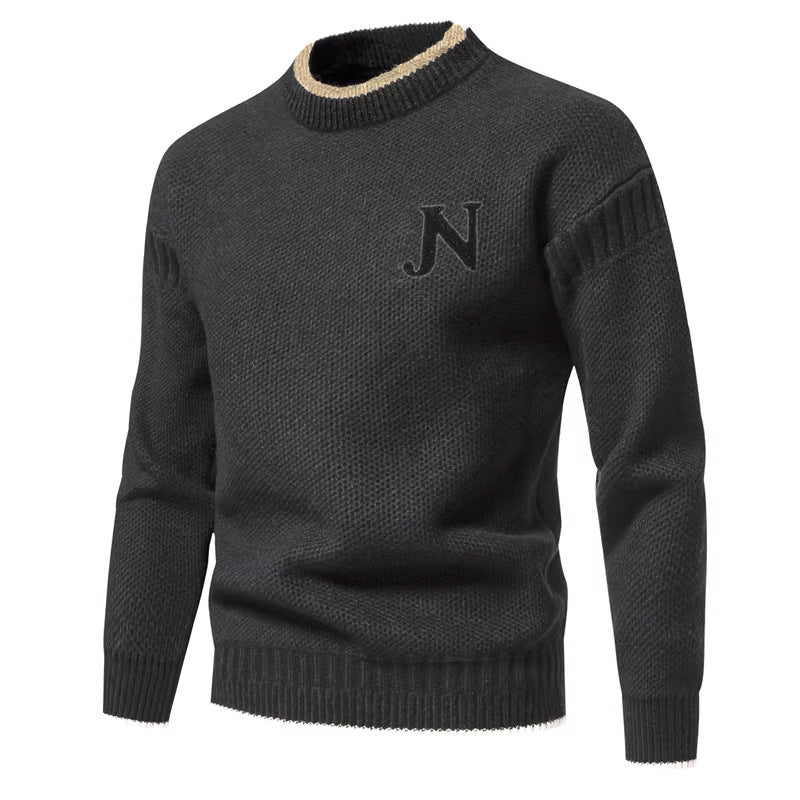 Herren Strukturierter Strickpullover mit Rundhalsausschnitt EB
