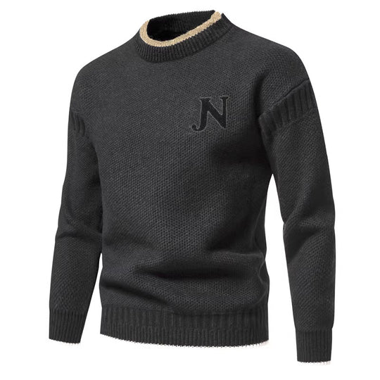 Herren Strukturierter Strickpullover mit Rundhalsausschnitt EB