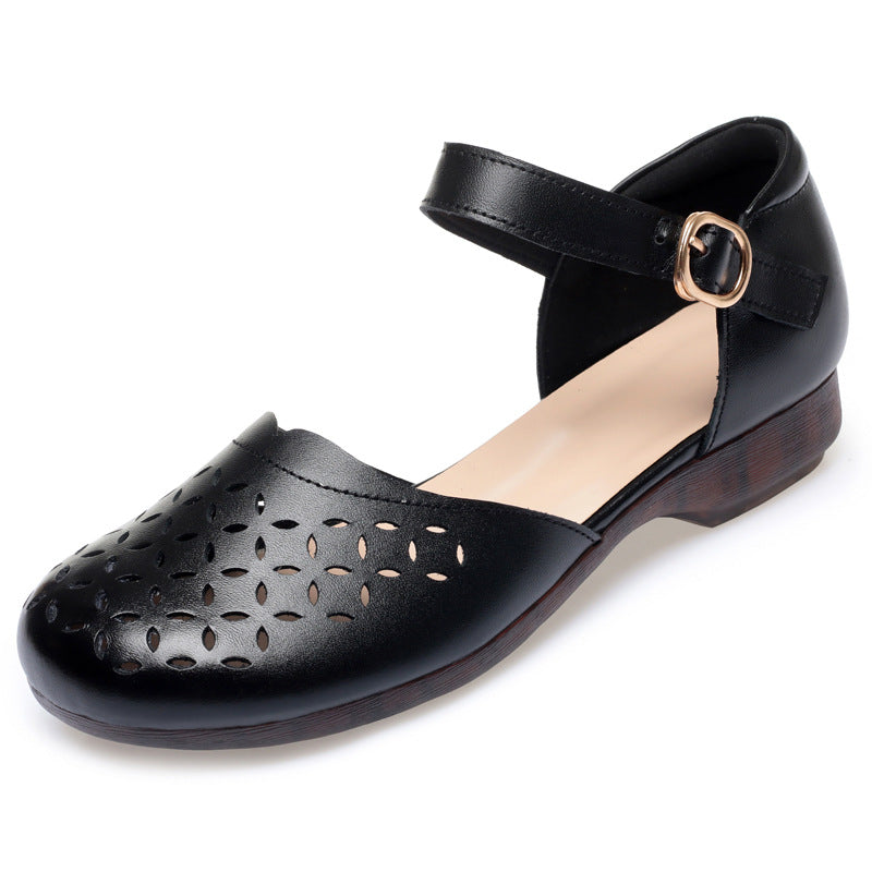 Damen Ballerinas mit elegantem Lochmuster und verstellbarem Riemen EB