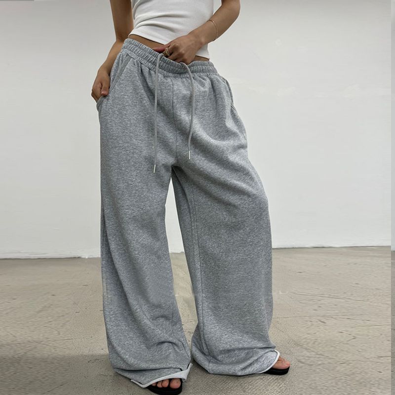 Damen nan weite High-Waist Loungehose mit gerafftem Bund und Kordelzug EB