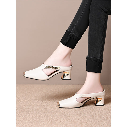Damen elegante Sling-Pumps mit modischem Blockabsatz und glänzenden Akzenten EB