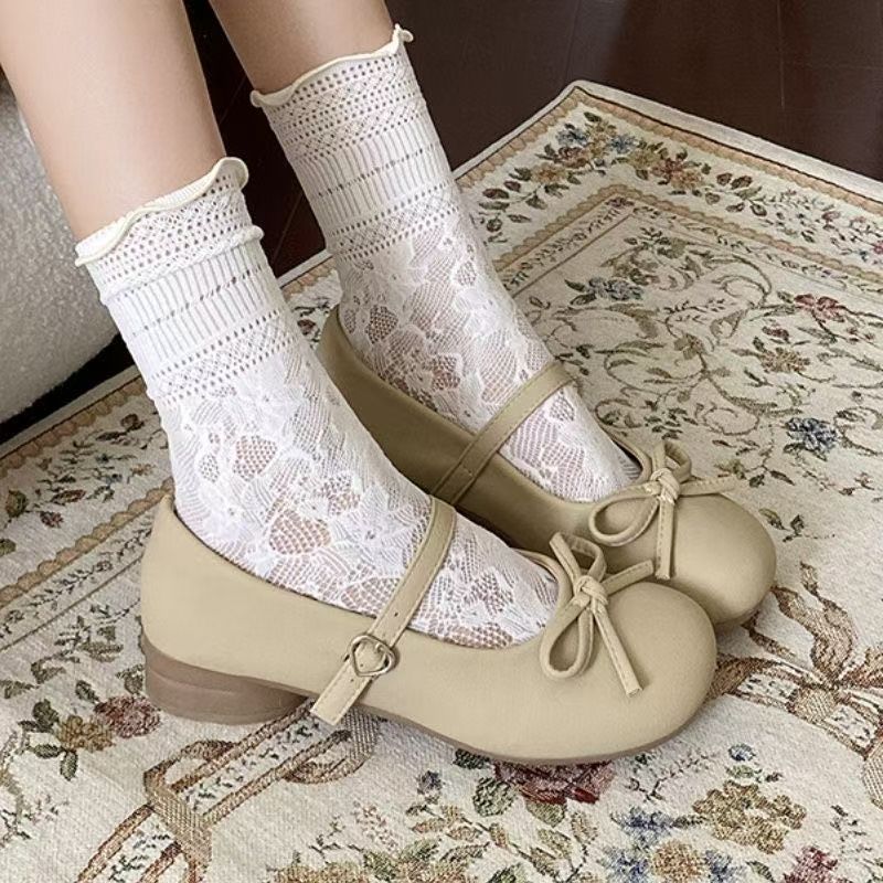 Damen Ballerinas mit Rüschendetail und bequemer Schnalle EB
