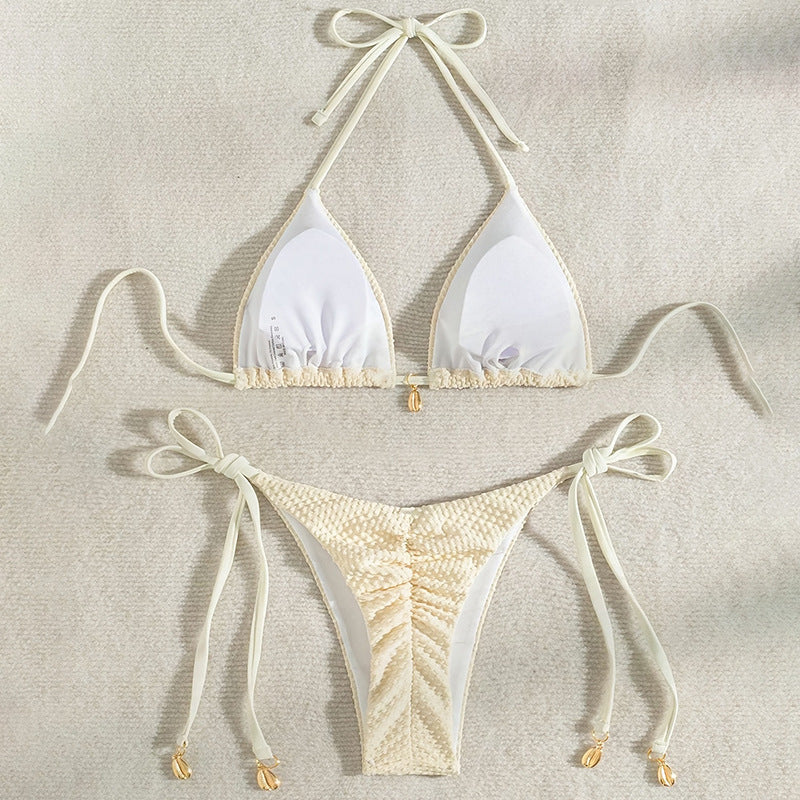 Damen Triangel-Bikini-Set mit strukturierter Oberfläche EB