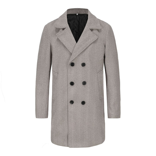Herren zeitloser Dufflecoat mit elegantem Hahnentrittmuster EB