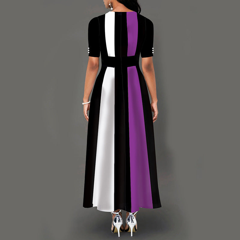 Damen Maxikleid mit modernem Blockdesign und seitlichen Taschen EB