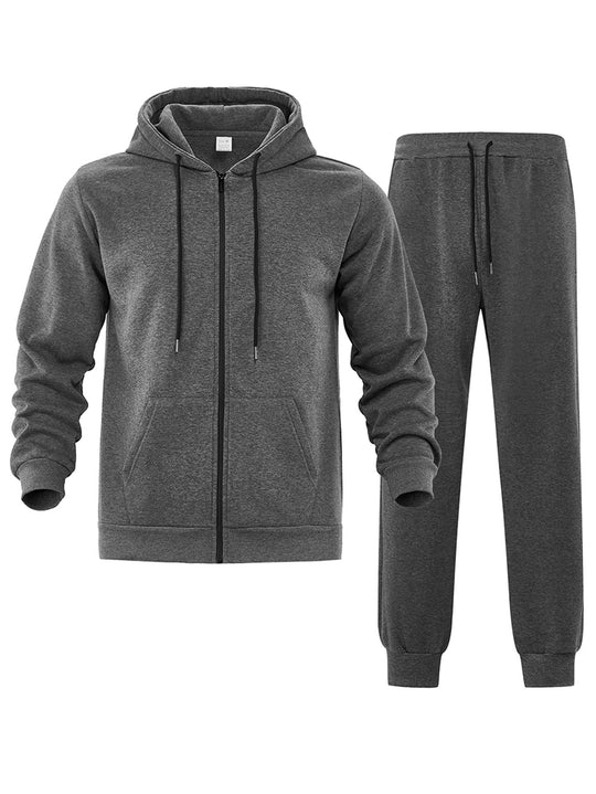 Herren nan zweiteiliges Jogginganzug-Set mit durchgehendem Reißverschluss Kapuzenjacke und taillierter Jogginghose EB