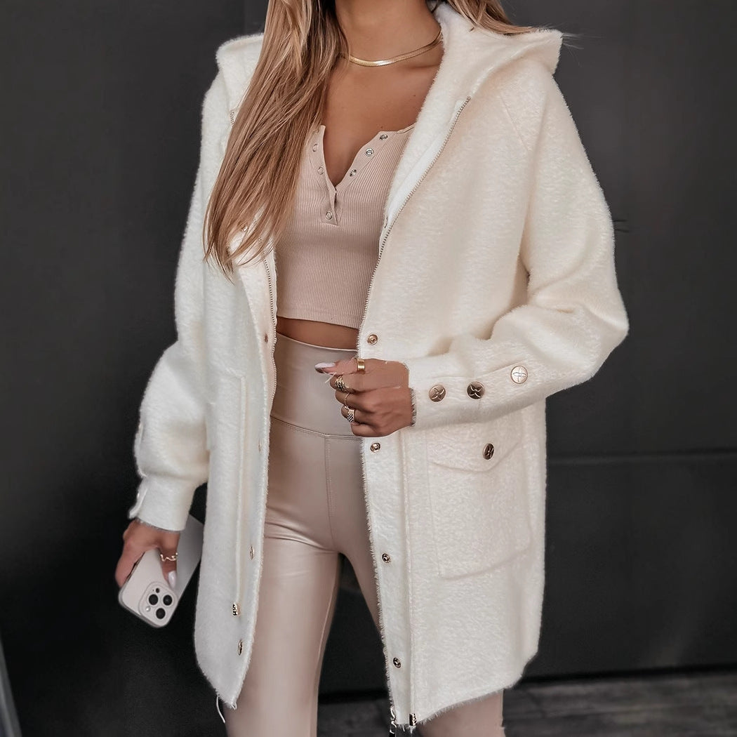 Damen Kuschelige Sherpa-Jacke mit praktischen Taschen EB