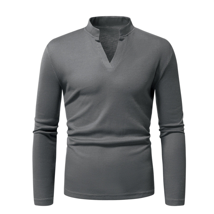 Herren Langarmshirt mit modernem Stehkragen und strukturierter Oberfläche EB