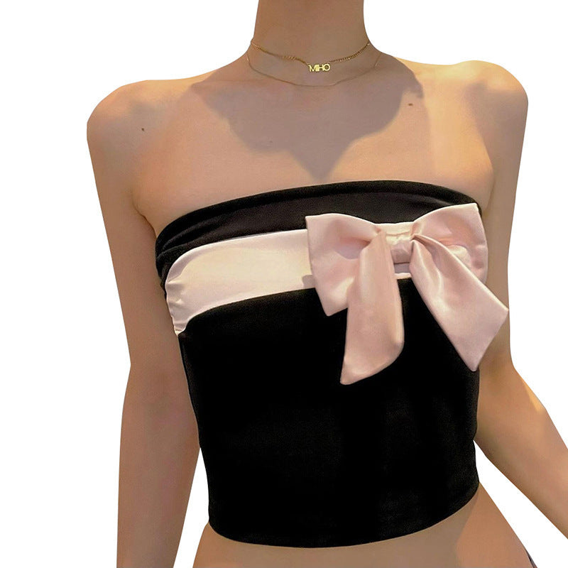 Damen bandeau Oberteil mit elegantem Schleifenakzent EB