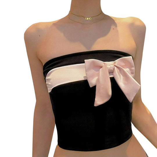 Damen bandeau Oberteil mit elegantem Schleifenakzent EB
