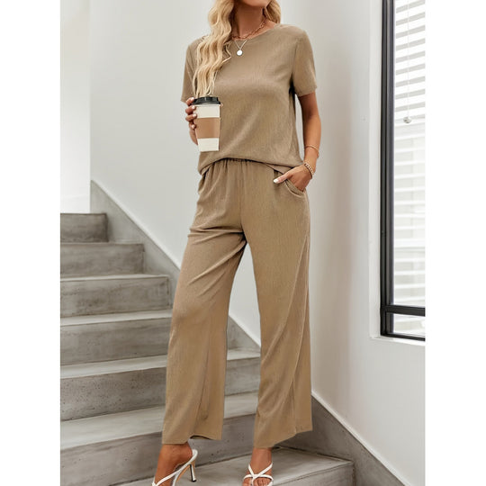 Damen Kurzarm-Overall mit Rüschendetails und Bindegürtel EB