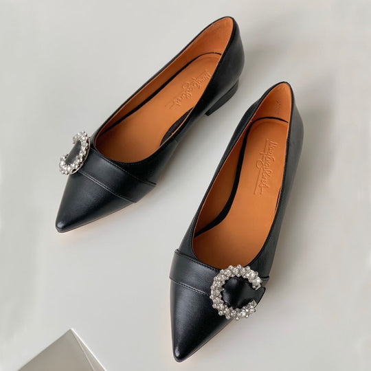 Damen Elegante Ballerinas mit funkelndem Schmuck-Detail EB