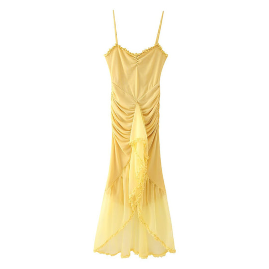 Damen Maxi-Kleid mit elegantem Rüschendesign und kunstvoller Drapierung EB
